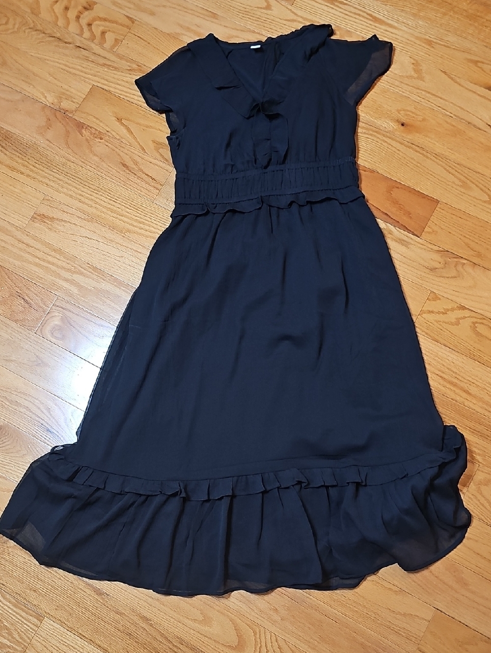 Old Navy Black Ruffle Hem Midi Dress
